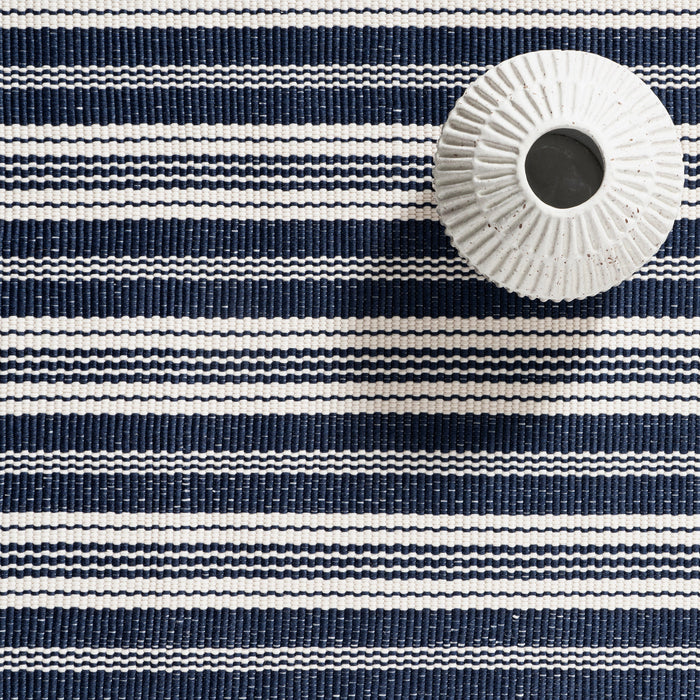 Handwoven Blue Striped Rug for Indoor and Outdoor Use