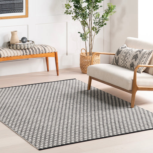 Handwoven Cotton Diamond Rug in Black 150x90 cm