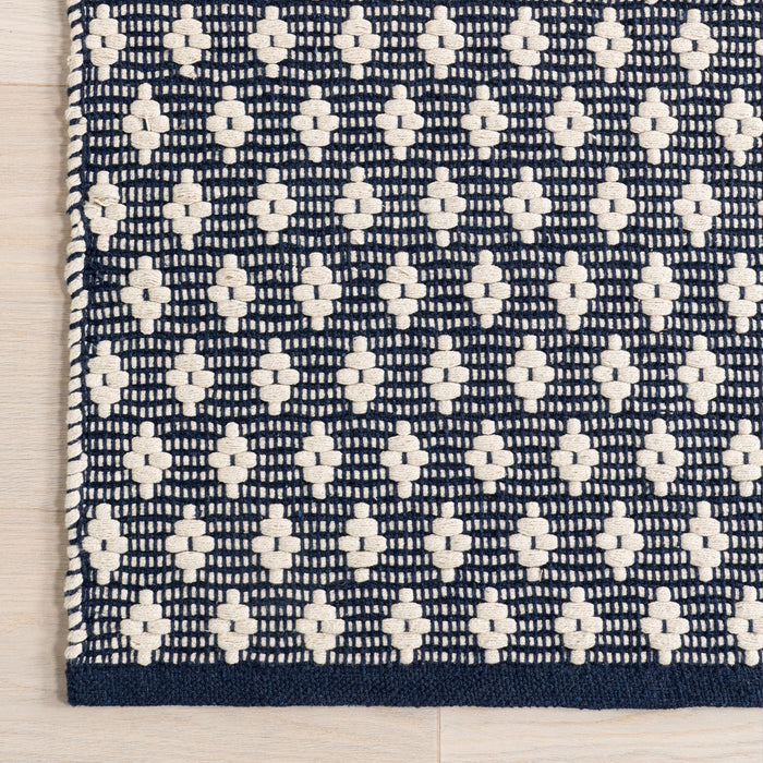 Handwoven Cotton Grey Rug with Diamond Pattern 120x180 cm