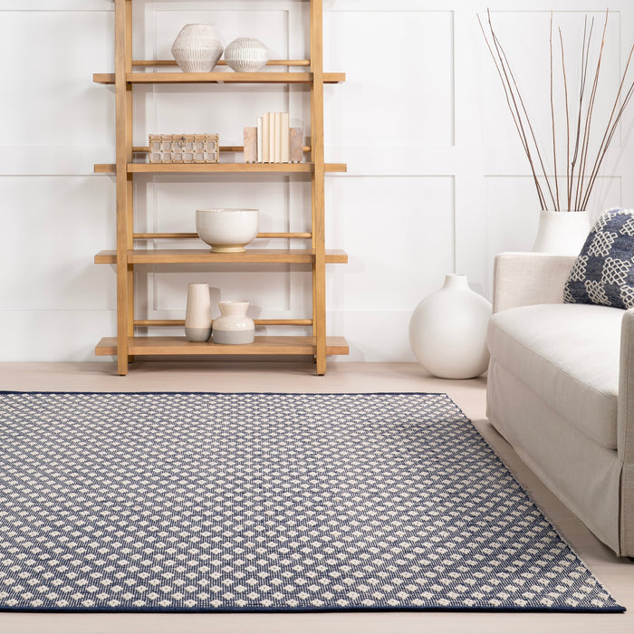 Handwoven Cotton Grey Rug with Diamond Pattern 120x180 cm