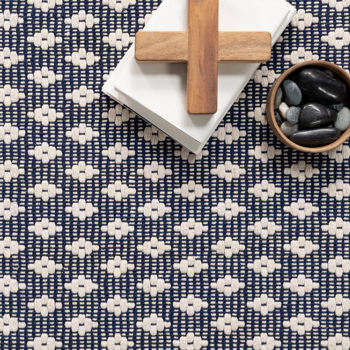 Handwoven Cotton Grey Rug with Diamond Pattern 120x180 cm