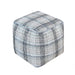 Pouf in cotone intrecciato a mano con seduta in lurex grigio