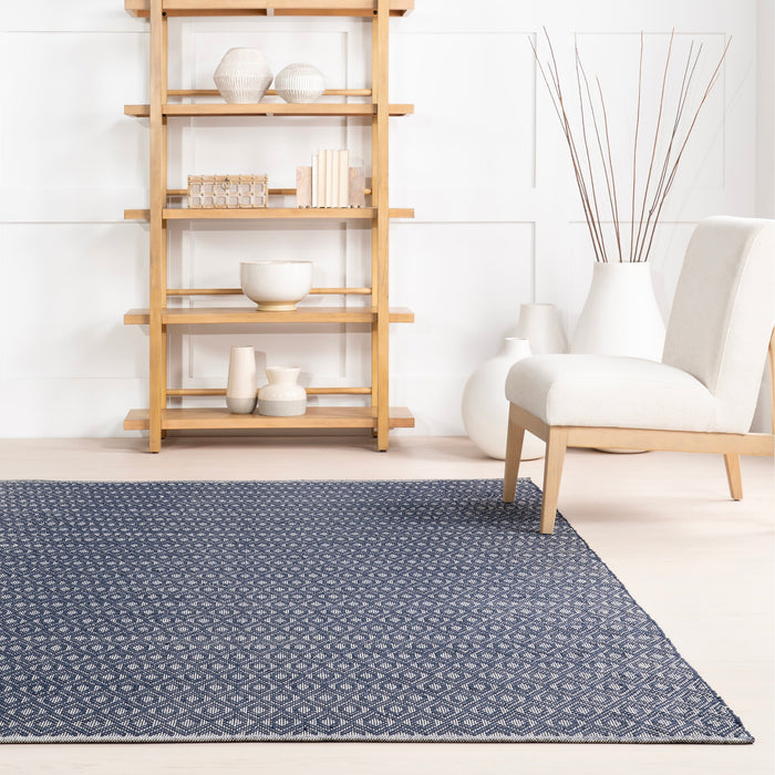 Handwoven Cotton Rug Geometric Design Blue 120x180 cm