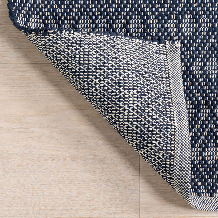 Handwoven Cotton Rug Geometric Design Blue 120x180 cm