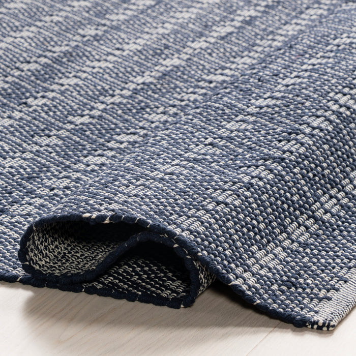 Handwoven Cotton Rug Geometric Design Blue 120x180 cm