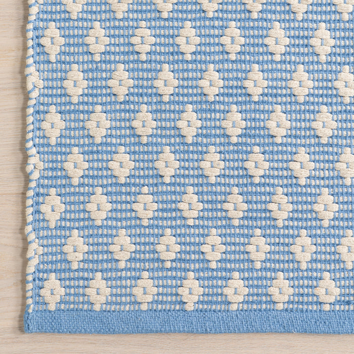 Handwoven Cotton Rug With Diamond Pattern In Blue 160x230 cm