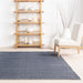Handwoven Cotton Rug in Blue with Geometric Design