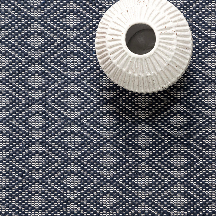 Handwoven Cotton Rug in Blue with Geometric Design