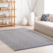 Handwoven Cotton Rug with Diamond Pattern in Grey