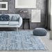 Handgeweven denimblauw geometrisch vloerkleed 100% gerecycled materiaal