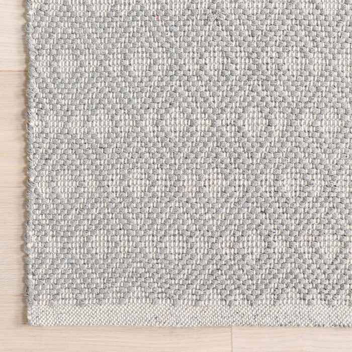Handwoven Grey Cotton Rug With Geometric Design 170x240 cm