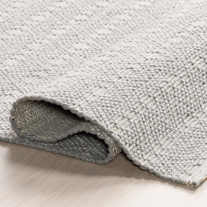 Handwoven Grey Cotton Rug With Geometric Design 170x240 cm