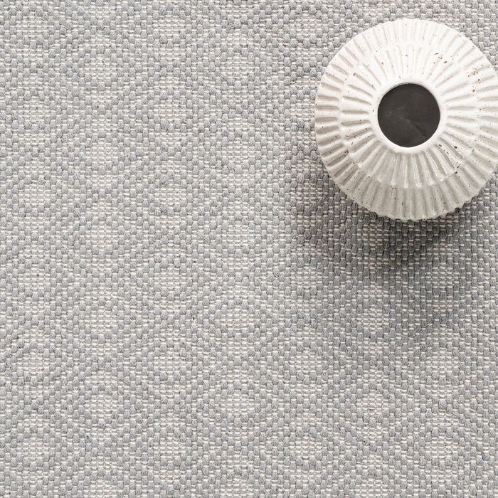 Handwoven Grey Cotton Rug With Geometric Design