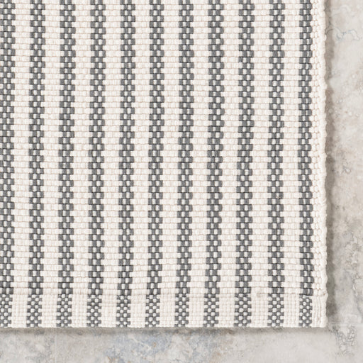 Handwoven Grey Pinstripe Rug for Indoor Outdoor Use