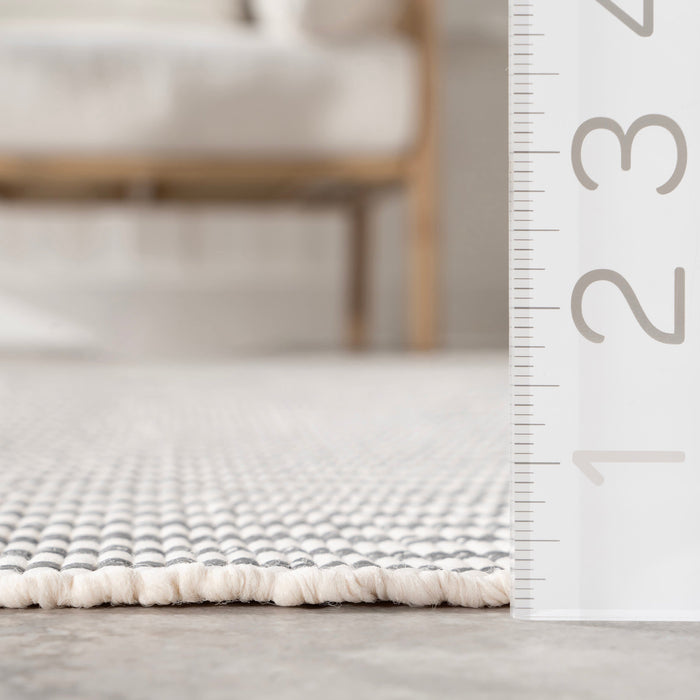 Handwoven Grey Pinstripe Rug for Indoor Outdoor Use