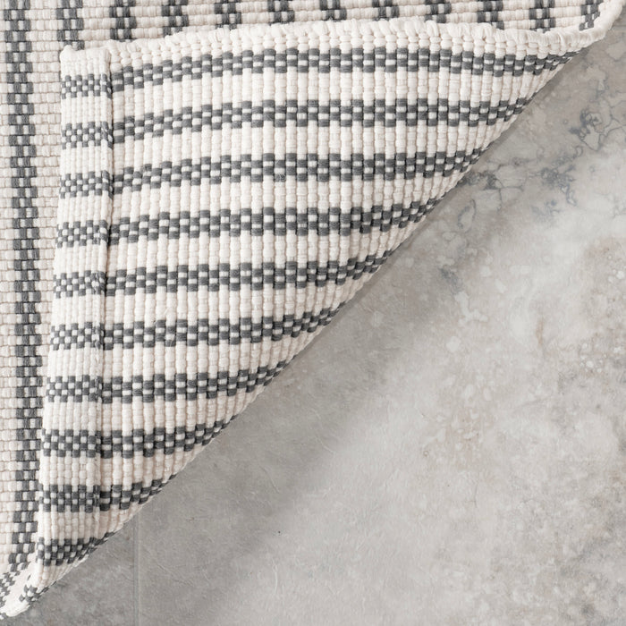 Handwoven Grey Pinstripe Rug for Indoor Outdoor Use