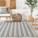 Handwoven Grey Stripe Indoor Outdoor Rug 150x90 cm