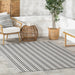 Handwoven Grey Stripe Indoor Outdoor Rug 160x230 cm