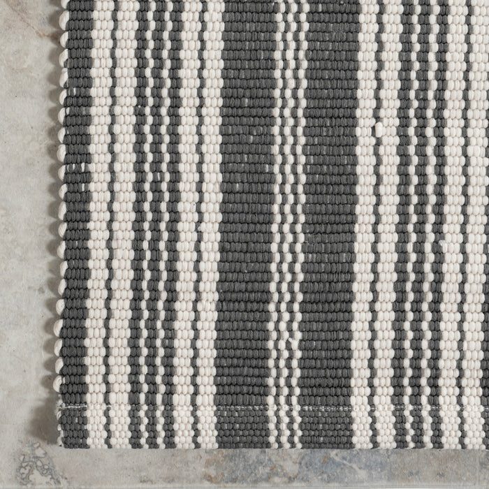 Handwoven Grey Stripe Indoor Outdoor Rug 160x230 cm
