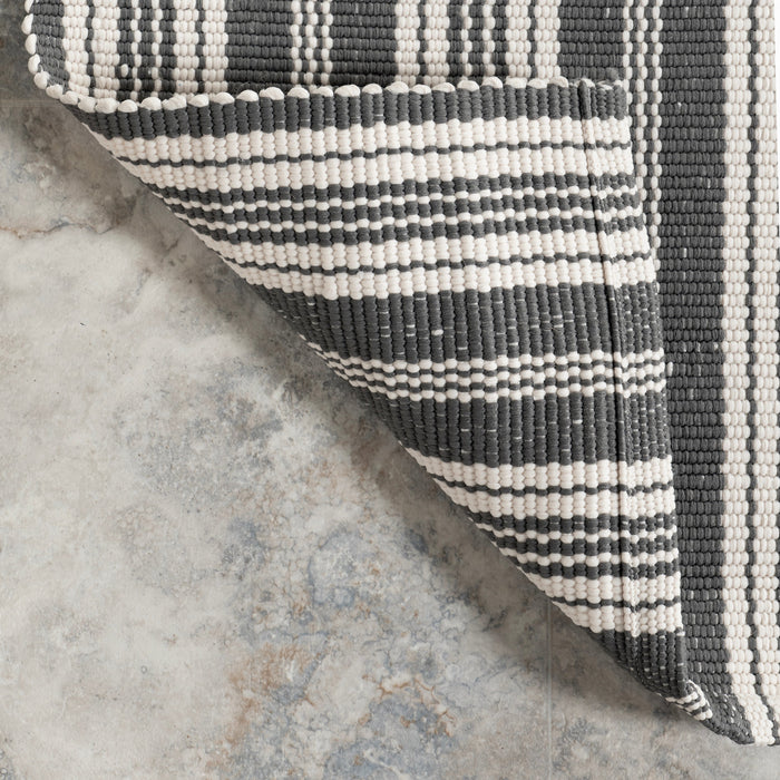 Handwoven Grey Stripe Indoor Outdoor Rug 160x230 cm