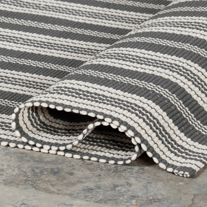Handwoven Grey Stripe Indoor Outdoor Rug 160x230 cm