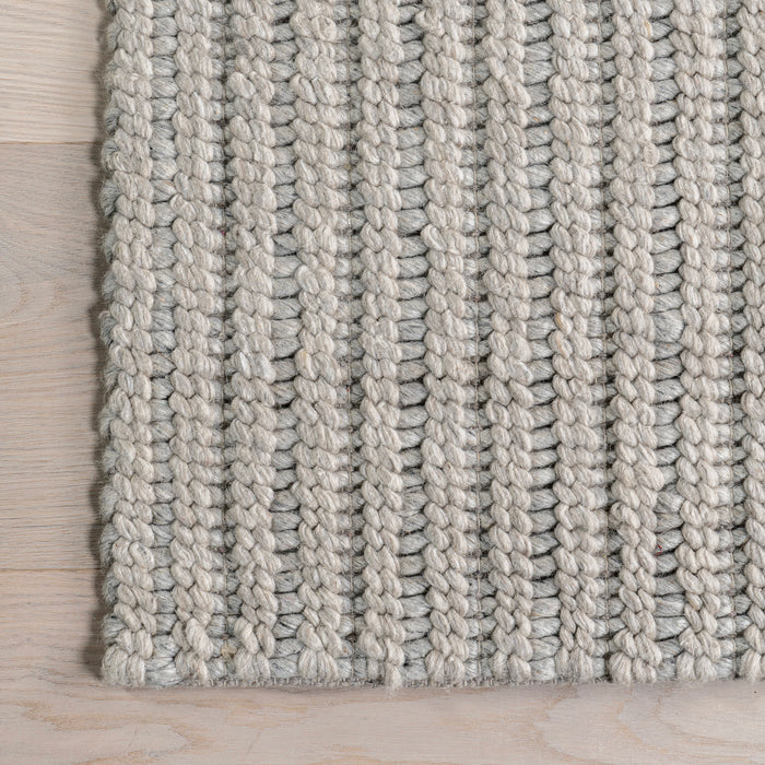 Handwoven Grey Striped Area Rug for Living Room