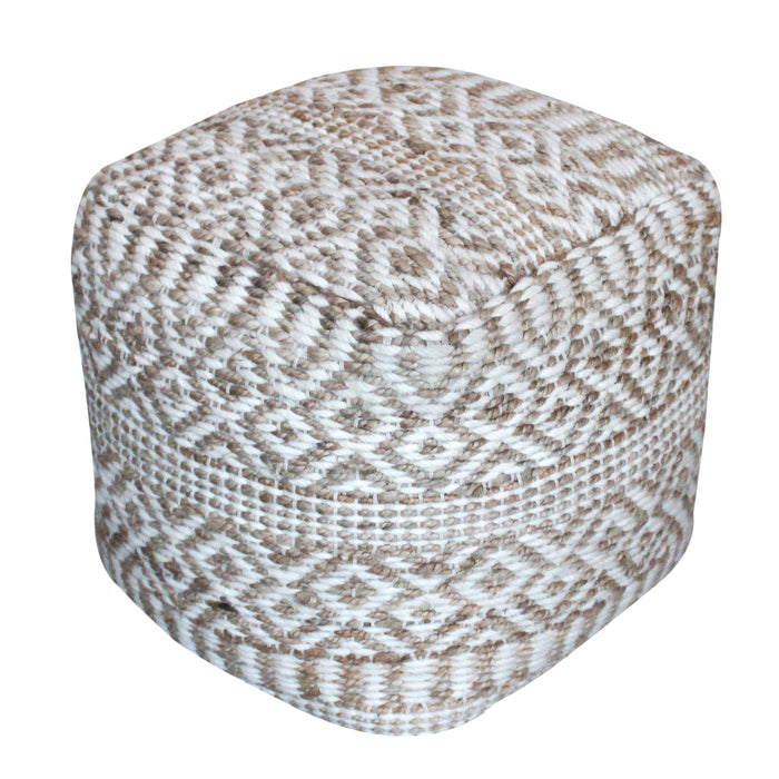 Handwoven Hemp And Wool Pouf For Seating And Foot Rest