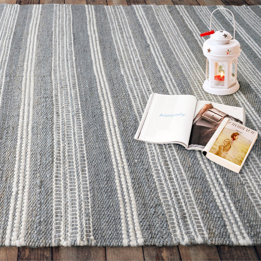 Handwoven Hemp And Wool Rug For Minimalist Living Space