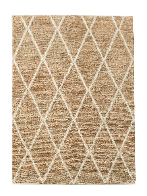 Handwoven Hemp and Wool Rug with Geometric Design