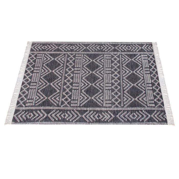 Handwoven Ivory Charcoal Wool Cotton Indoor Outdoor Rug