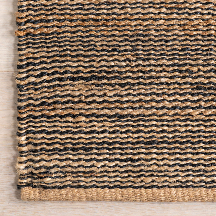 Handwoven Jute Area Rug 120x180 cm Black Striped Design