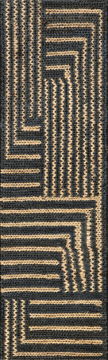 Handwoven Jute Area Rug Black 150 cm x 90 cm Design