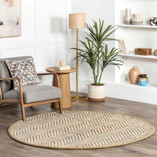 Håndvevd jute Chevron Area Rug 120x180 cm Off White