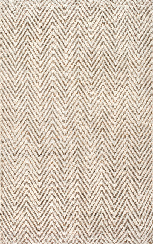 Håndvevd jute Chevron Area Rug 160cm Off White