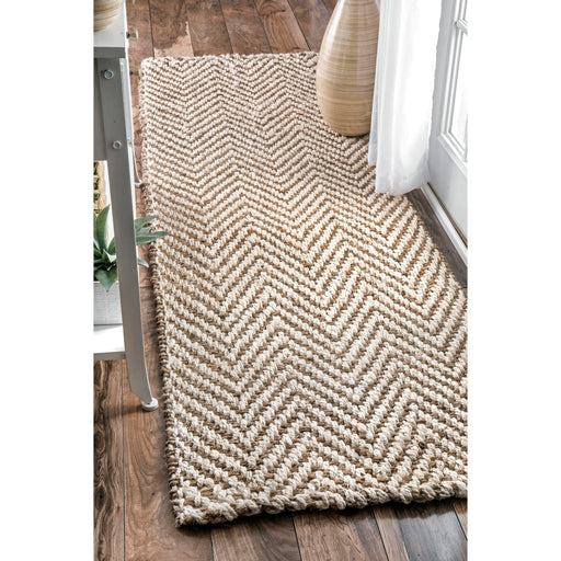 Håndvevd jute Chevron Area Rug 60x90 cm Off White