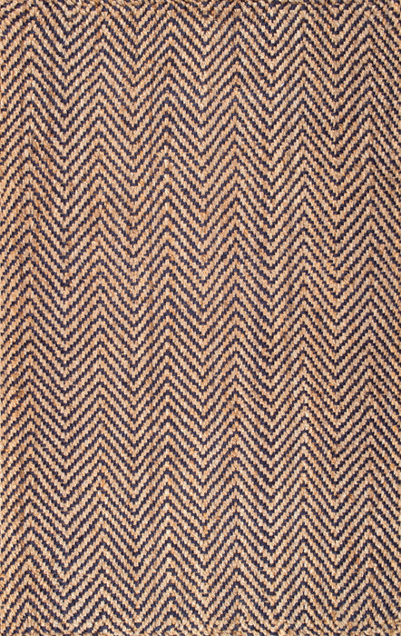 Handgeweven jute chevron vloerkleed 160x230 cm marineblauw