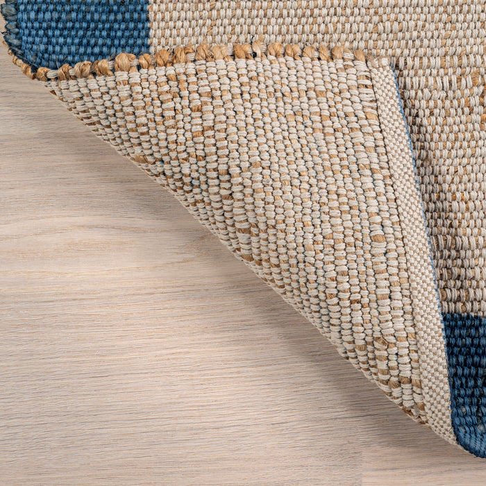 Handwoven Jute Cotton Rug in Blue for Natural Home Decor