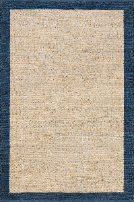 Handwoven Jute Cotton Rug in Blue for Natural Home Decor
