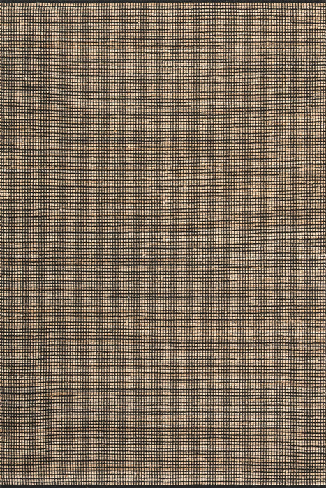 Handwoven Jute Rug in Black with Gridwork Design