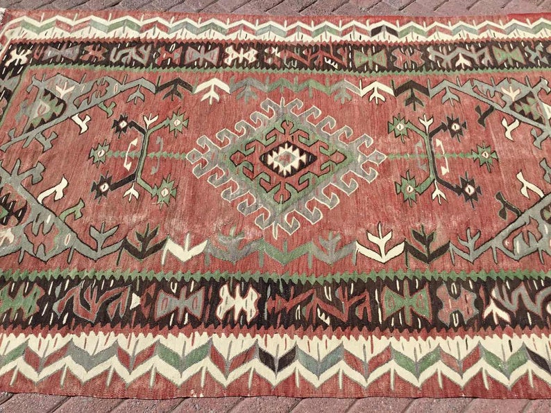 Handwoven Kilim Rug 249cm x 156cm Vintage Striped Design