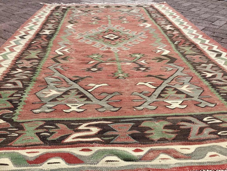 Handwoven Kilim Rug 249cm x 156cm Vintage Striped Design