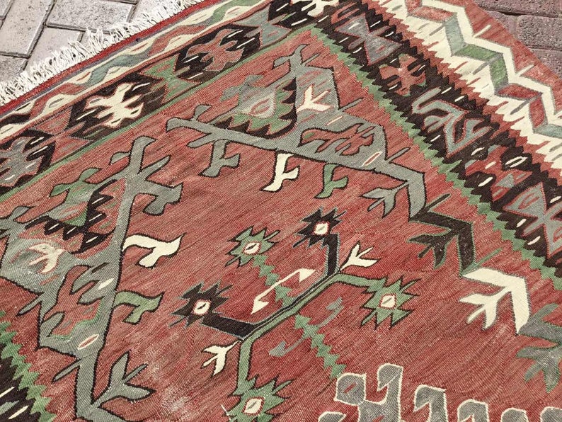 Handwoven Kilim Rug 249cm x 156cm Vintage Striped Design