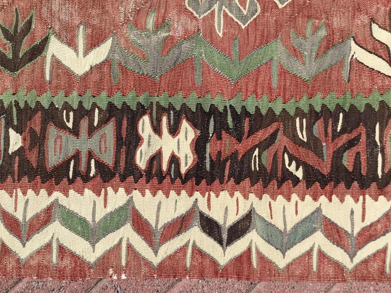 Handwoven Kilim Rug 249cm x 156cm Vintage Striped Design