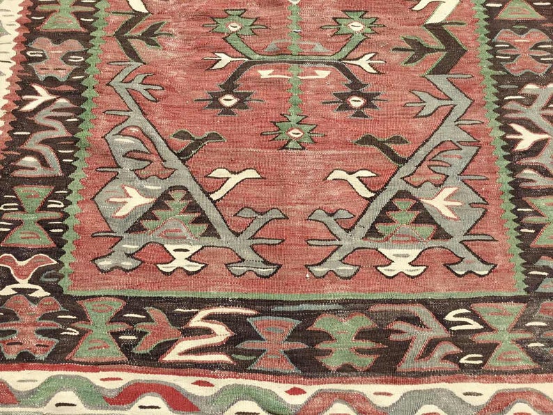 Handwoven Kilim Rug 249cm x 156cm Vintage Striped Design