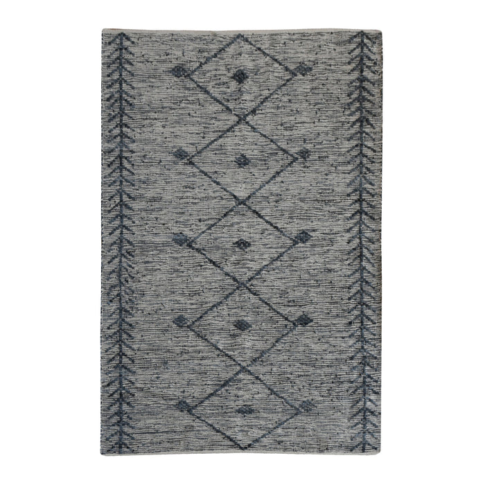 Handwoven Leather Diamond Pattern Rug