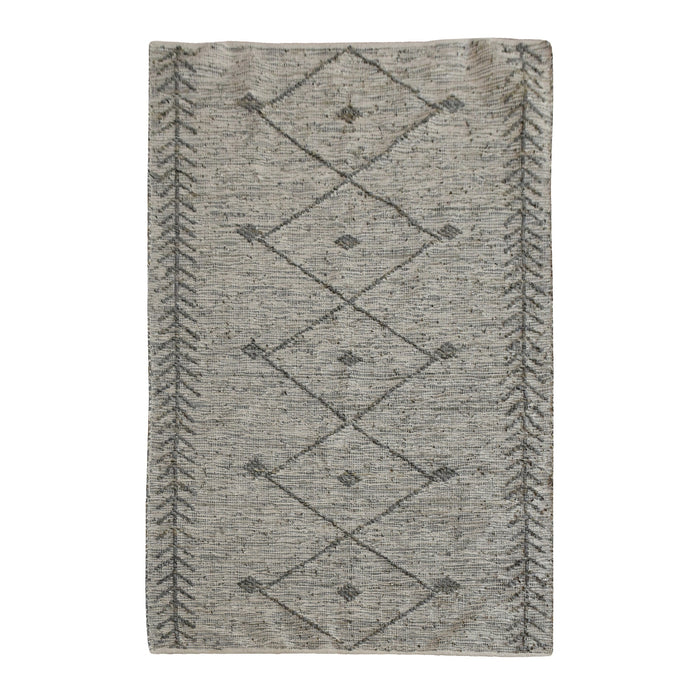 Handwoven Leather Diamond Pattern Rug