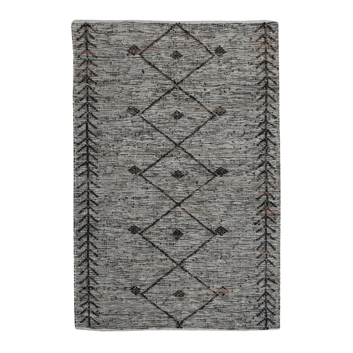 Handwoven Leather Diamond Pattern Rug