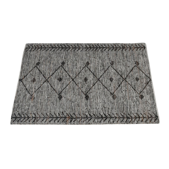 Handwoven Leather Diamond Pattern Rug