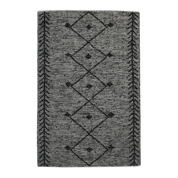 Handwoven Leather Diamond Pattern Rug