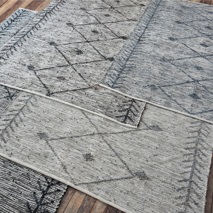 Handwoven Leather Diamond Pattern Rug